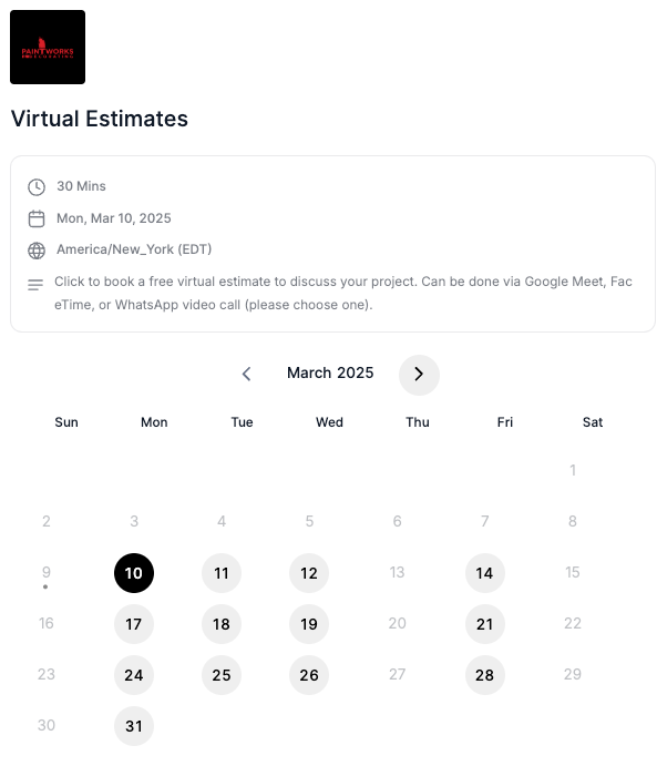 VIRTUAL ESTIMATE SCHEDULING FOR PAINTING NYC